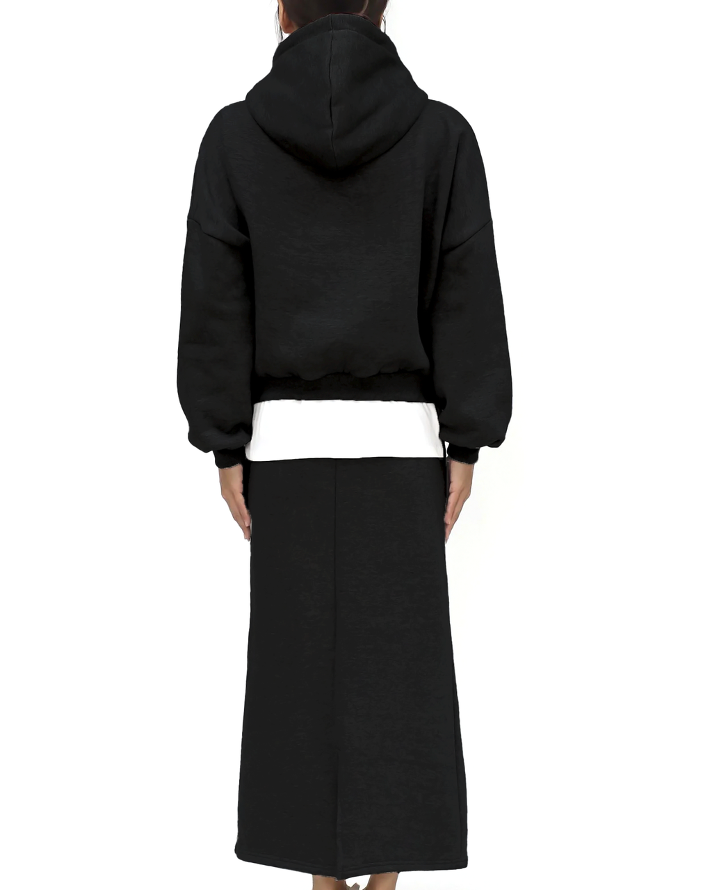 black embellished hoodie sweatshirt & skirt set *pre-order*