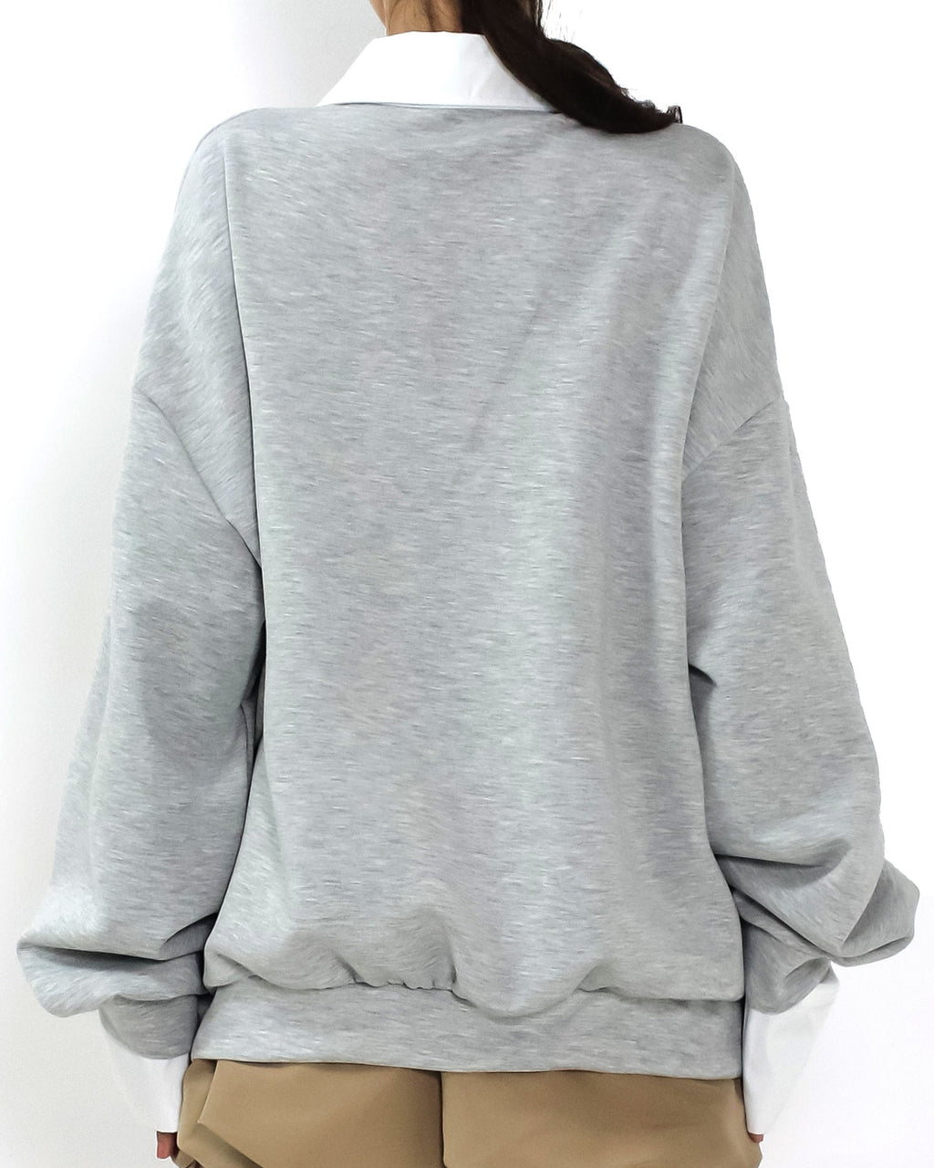 grey neoprene w/ shirt collar cuffs sweatshirt *pre-order*