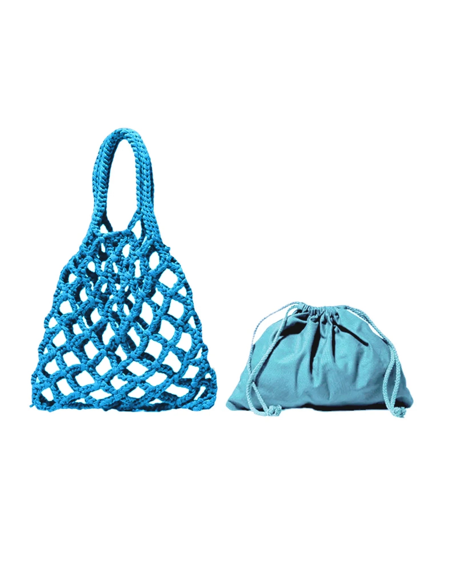 blue knitted net bag w/ pouch *pre-order*