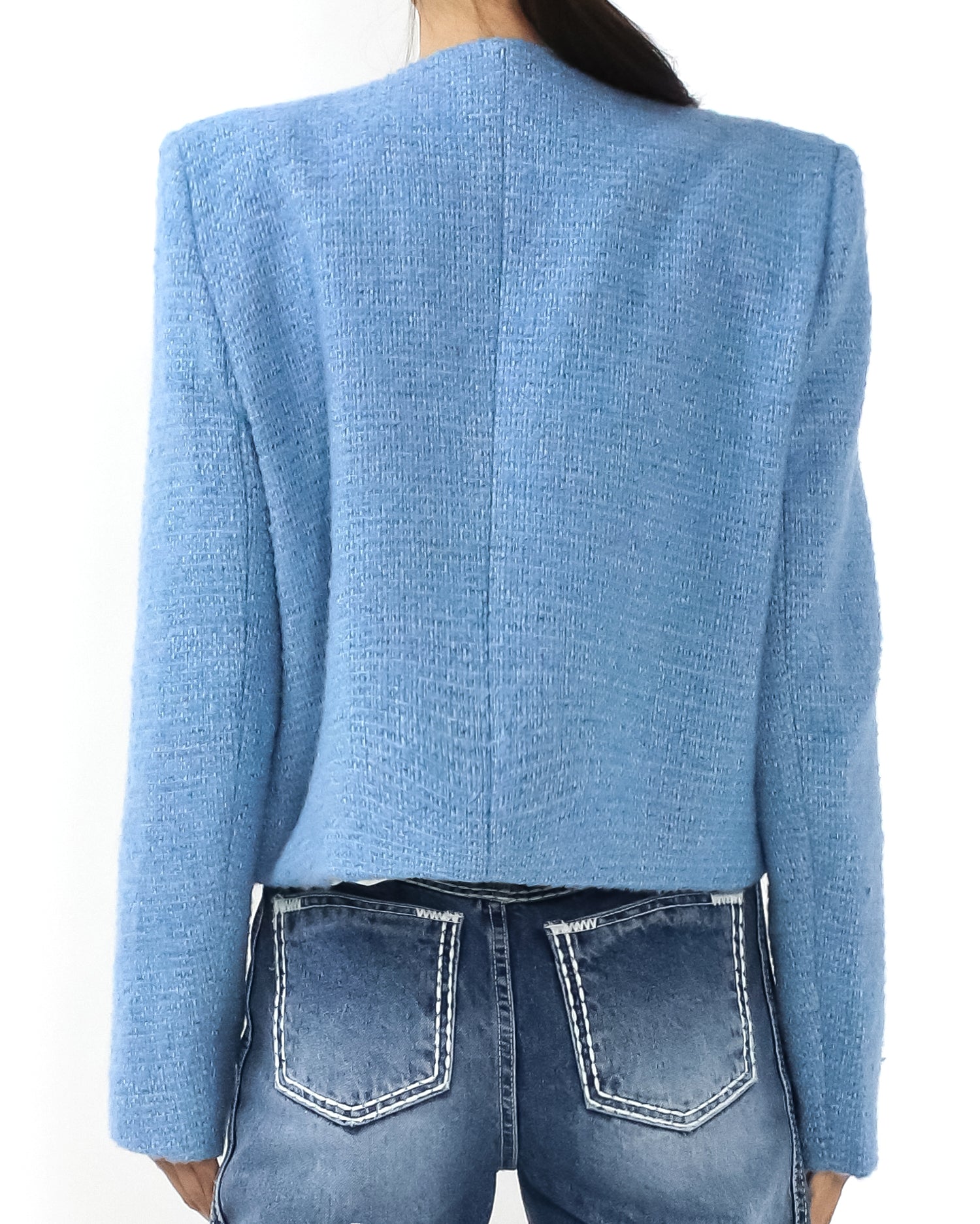 blue tweed flowers button jacket *pre-order*