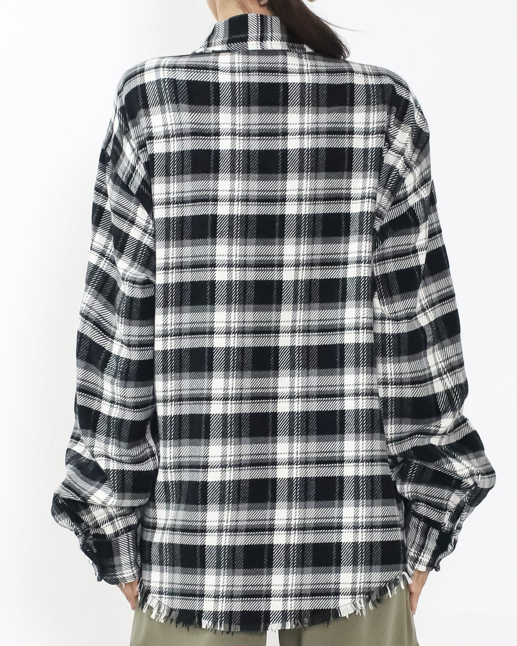 black & ivory checkers tassels hem shirt *pre-order*
