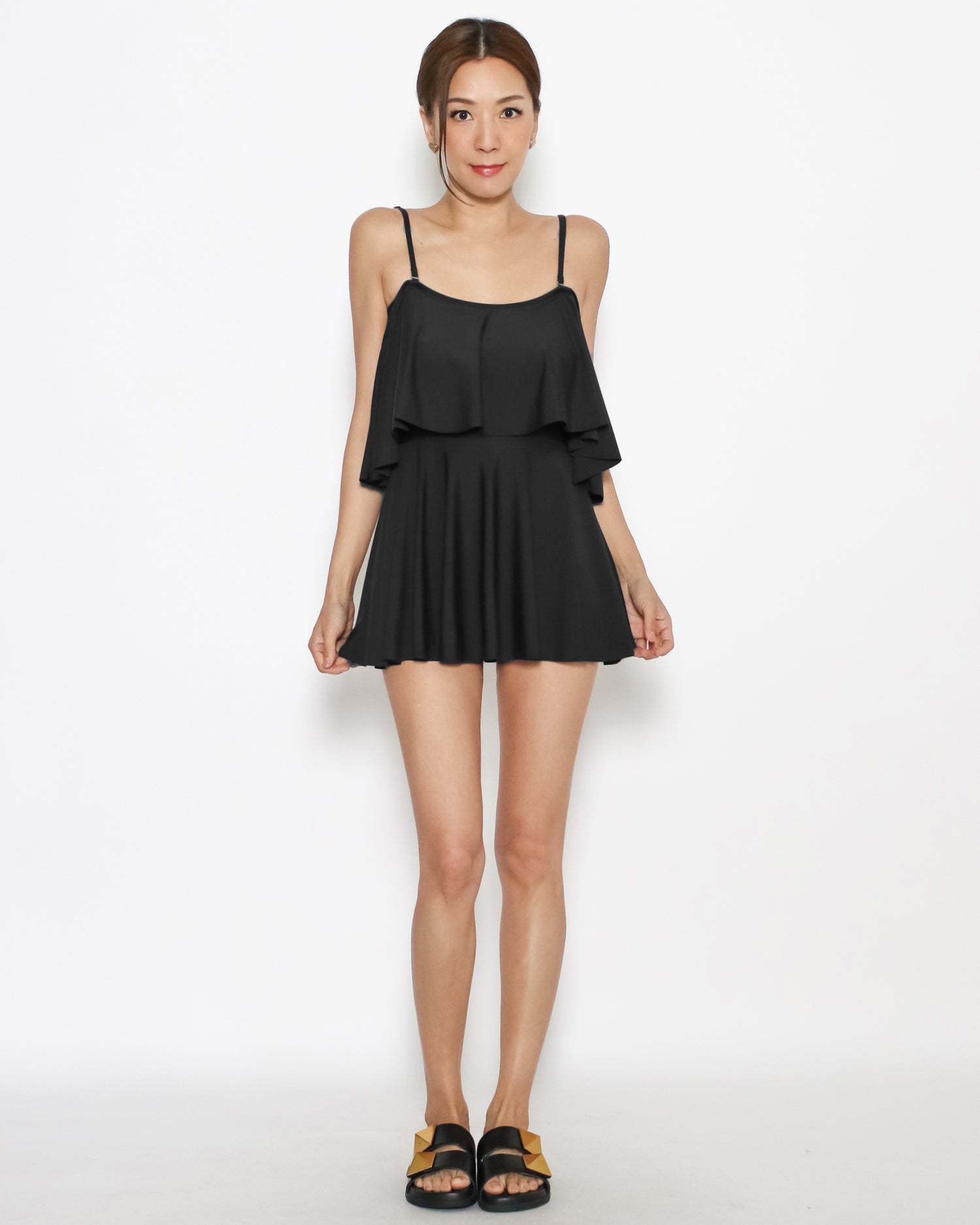 black ruffle layer one pieces swimwear *pre-order*