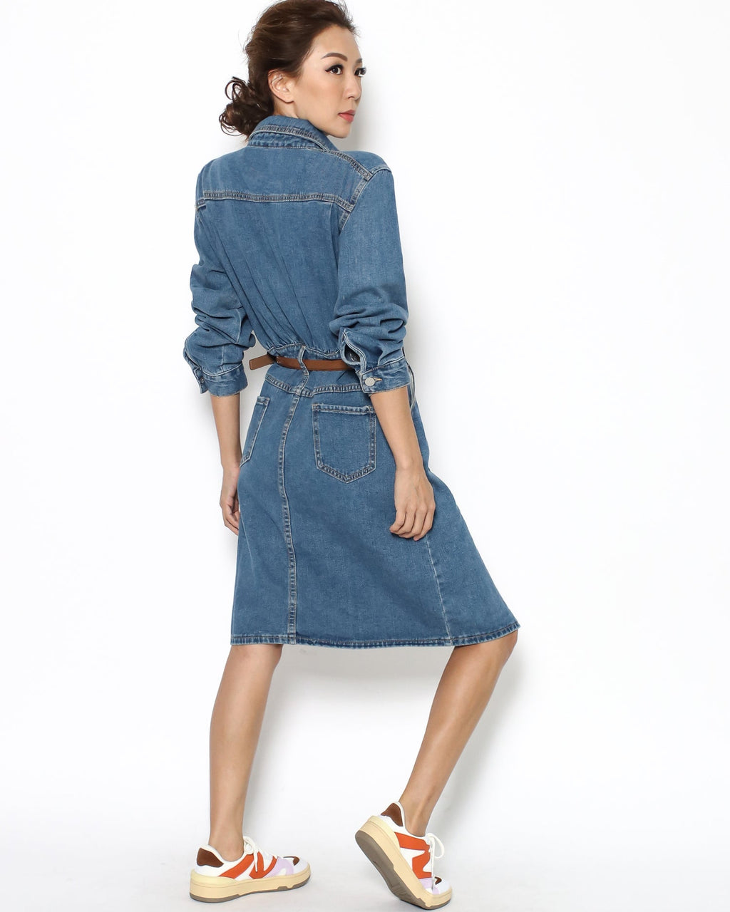 denim split front dress *pre-order*