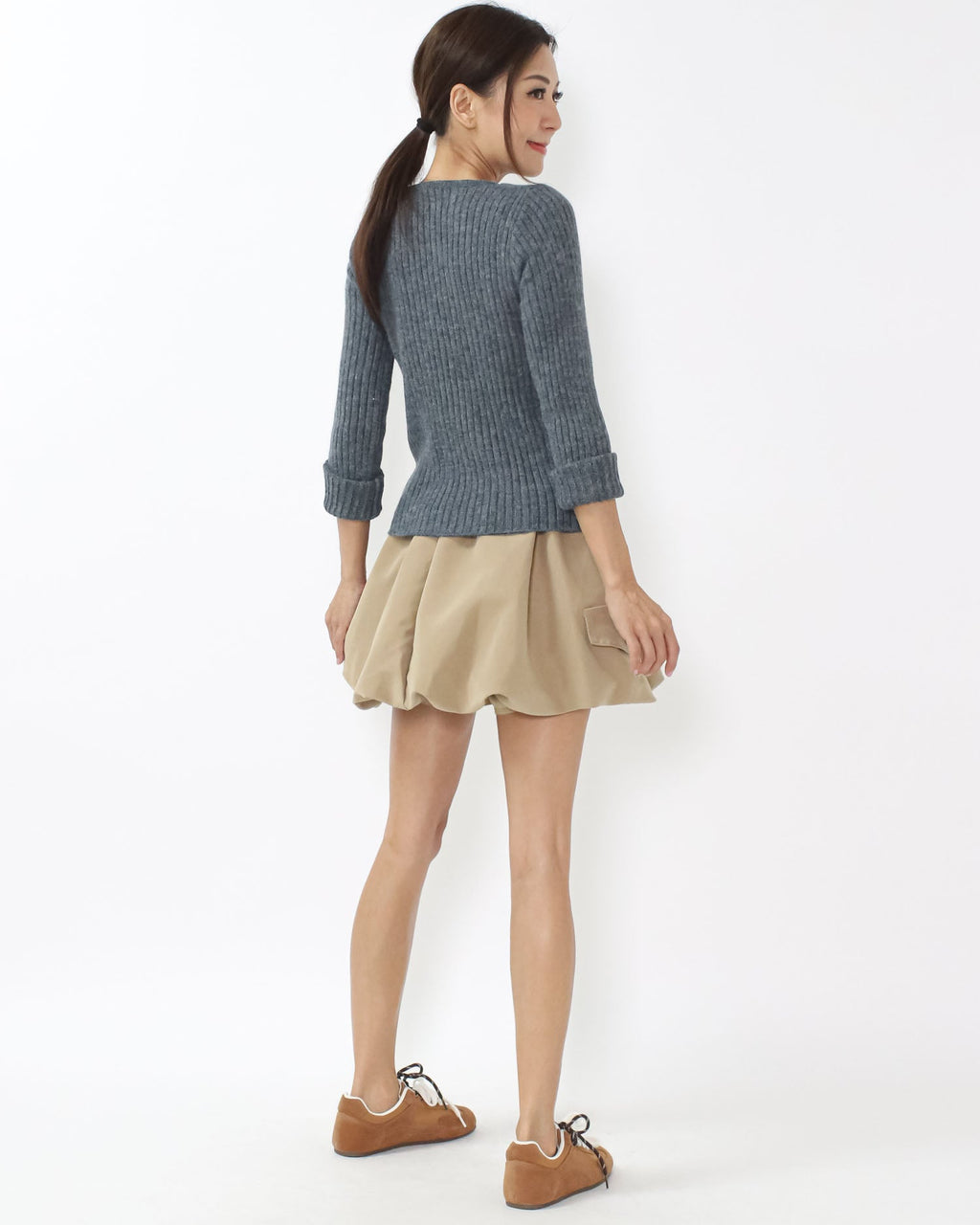 charcoal grey & grey layer knitted top *pre-order*