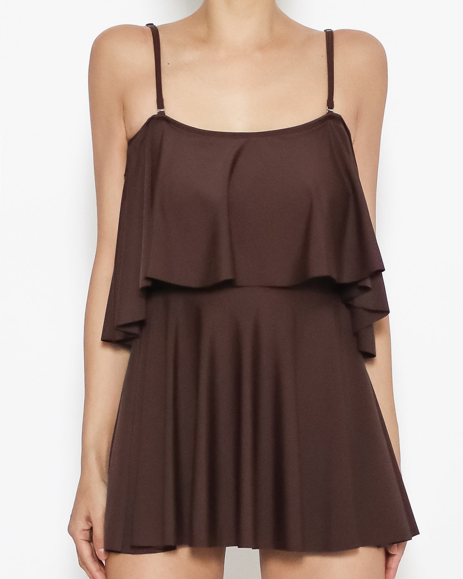 brown ruffle layer one pieces swimwear *pre-order*