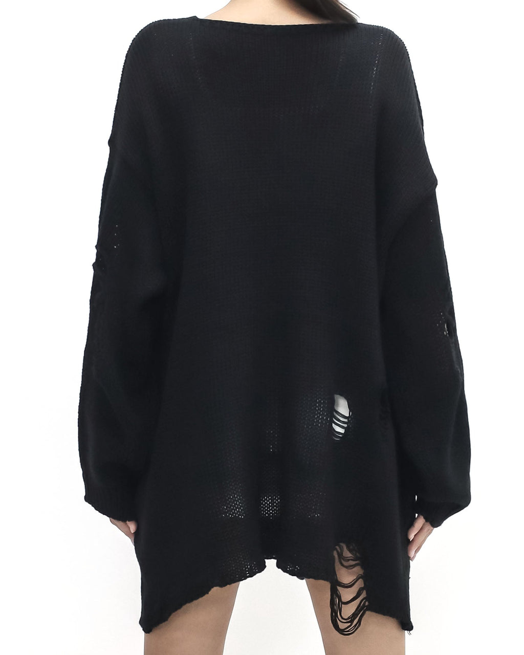 black ripped knitted longline top *pre-order*