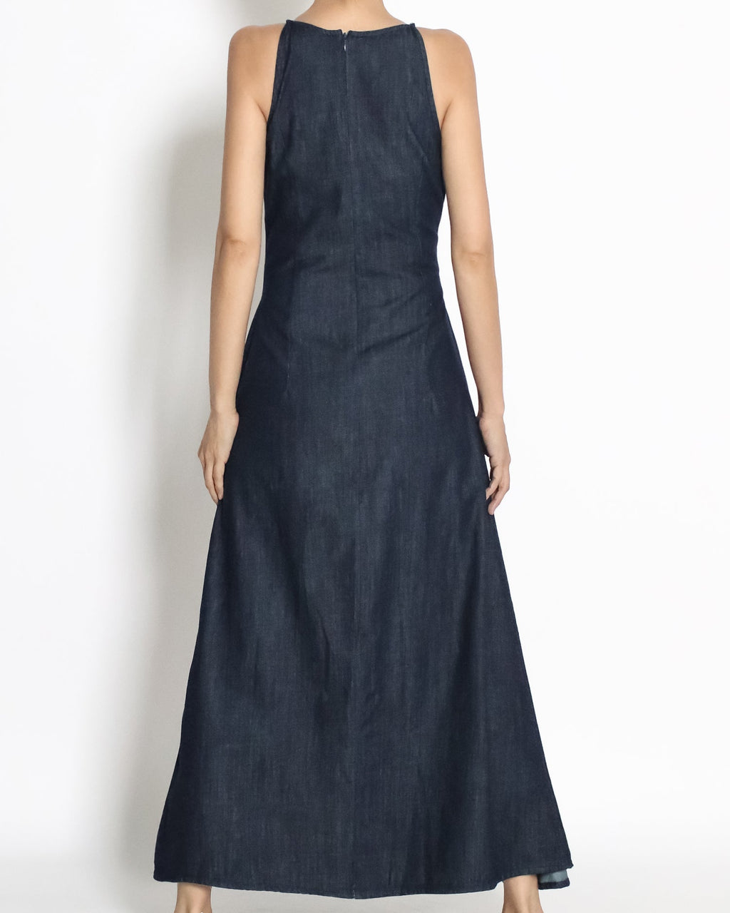 indigo denim flare longline dress *pre-order*