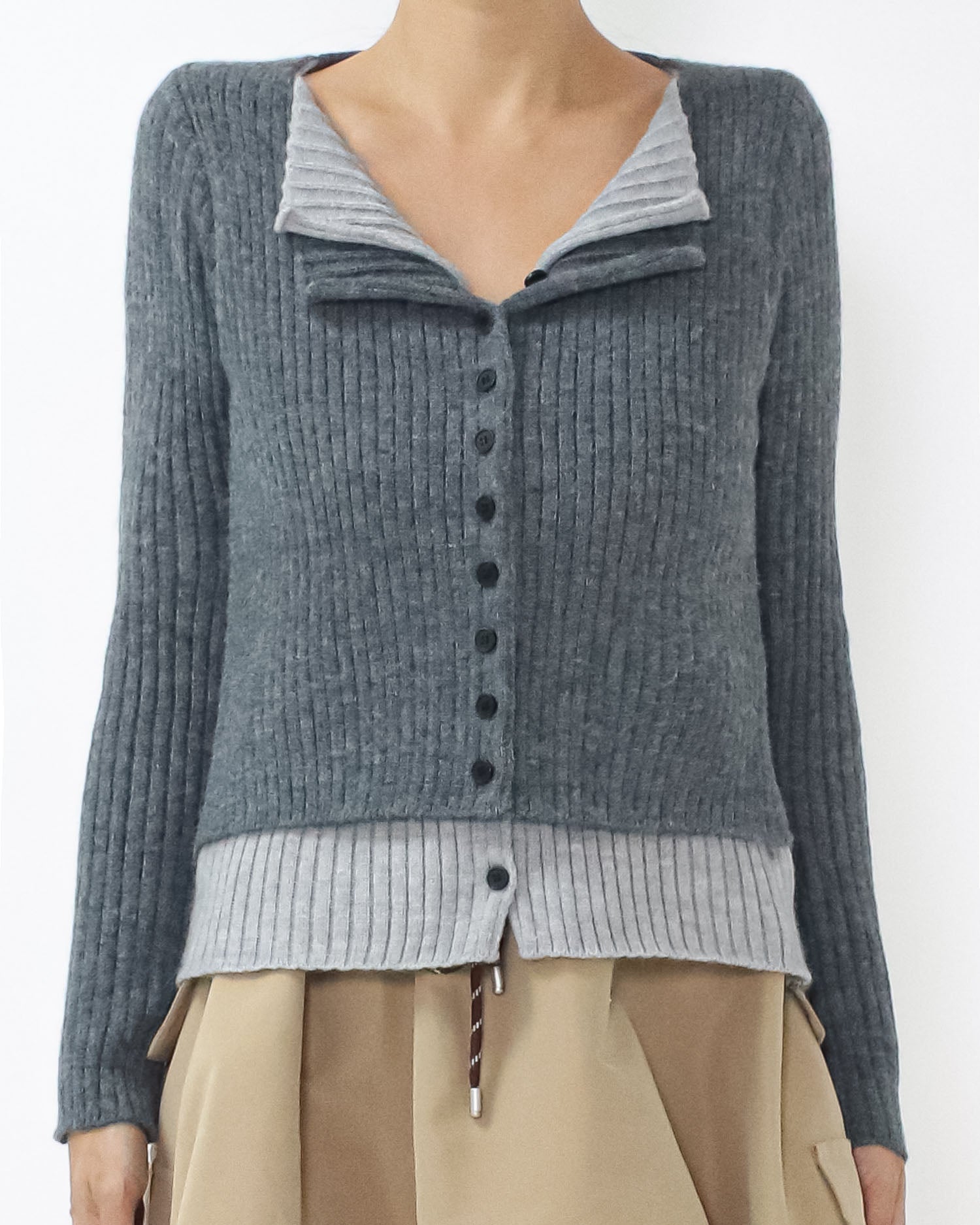 charcoal grey & grey layer knitted top *pre-order*