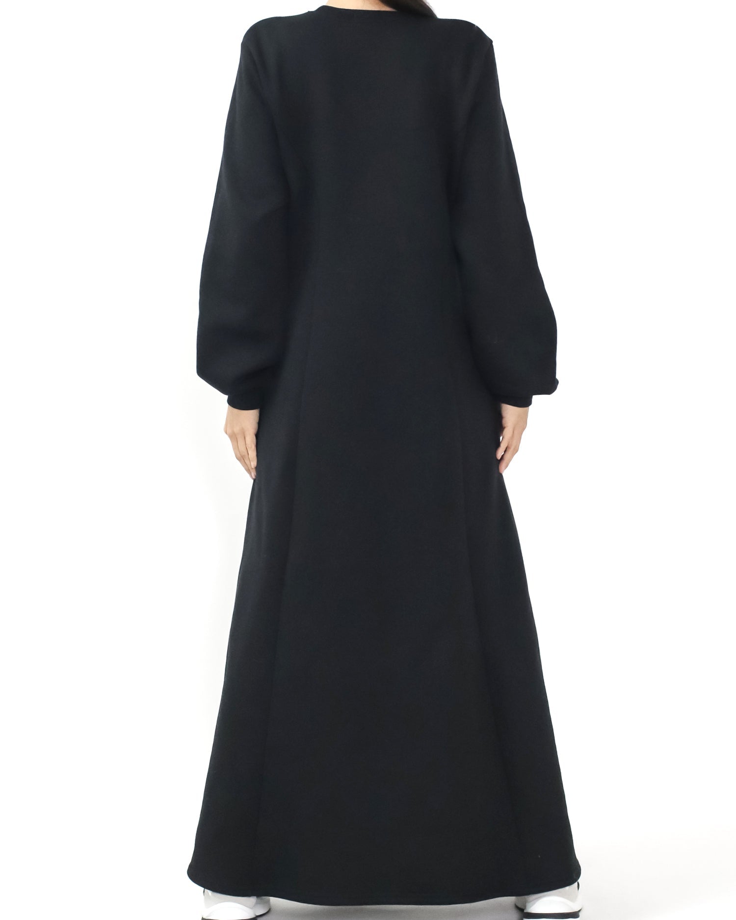 black flare fleece sweat longline dress *pre-order*