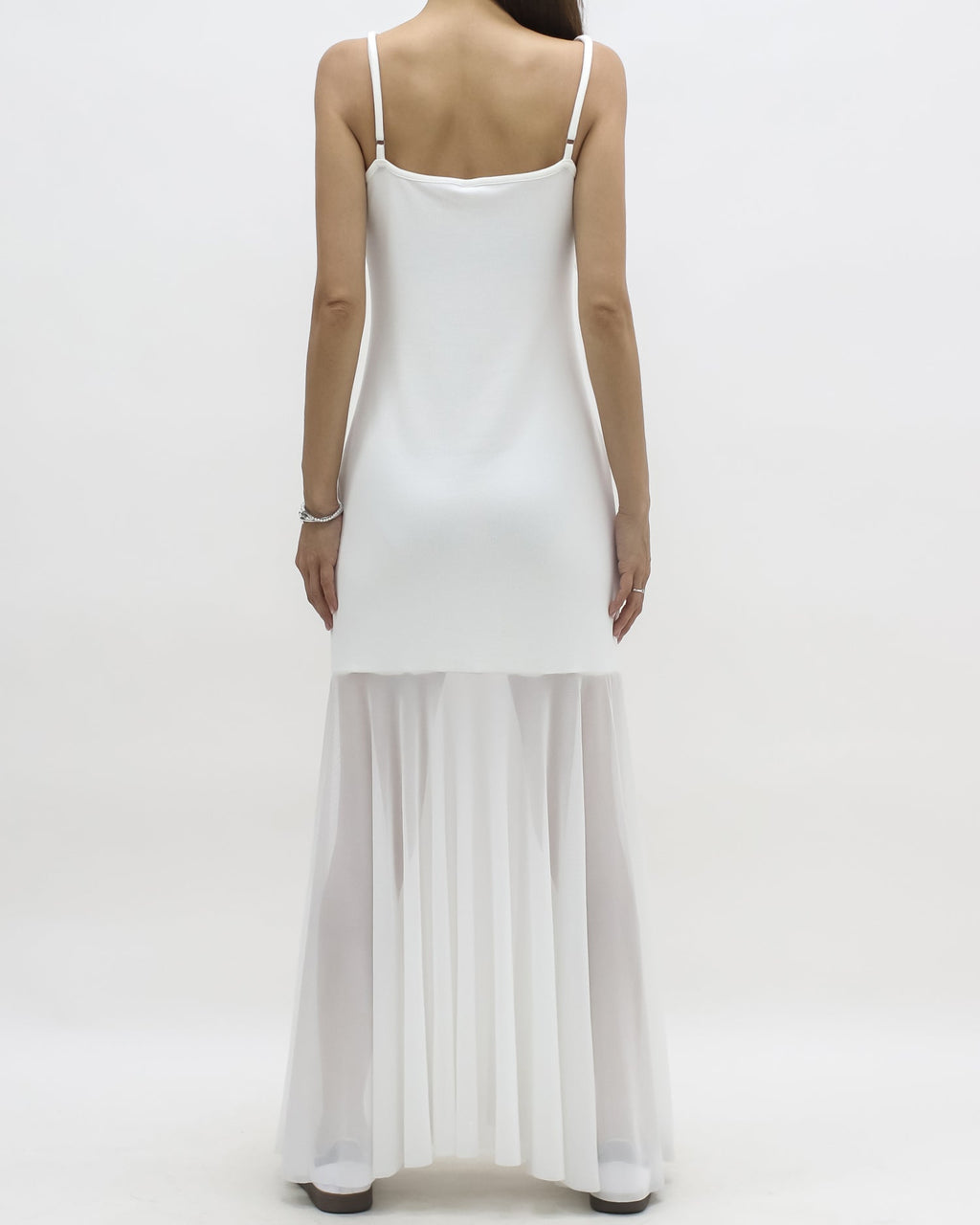 ivory shirt & longline mesh hem slip dress set