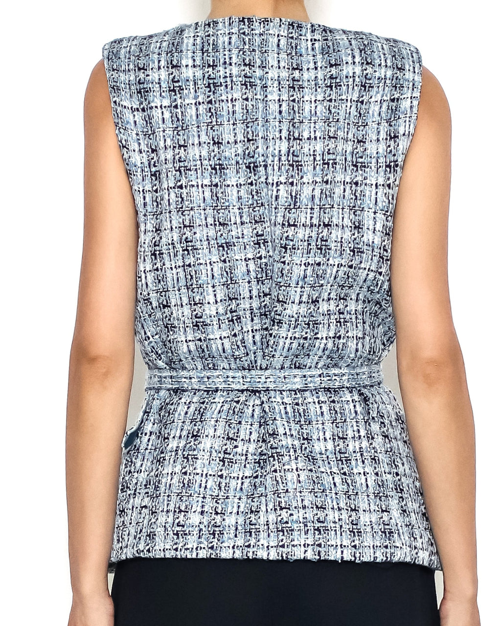blue tweed vest jacket w/ belt *pre-order*