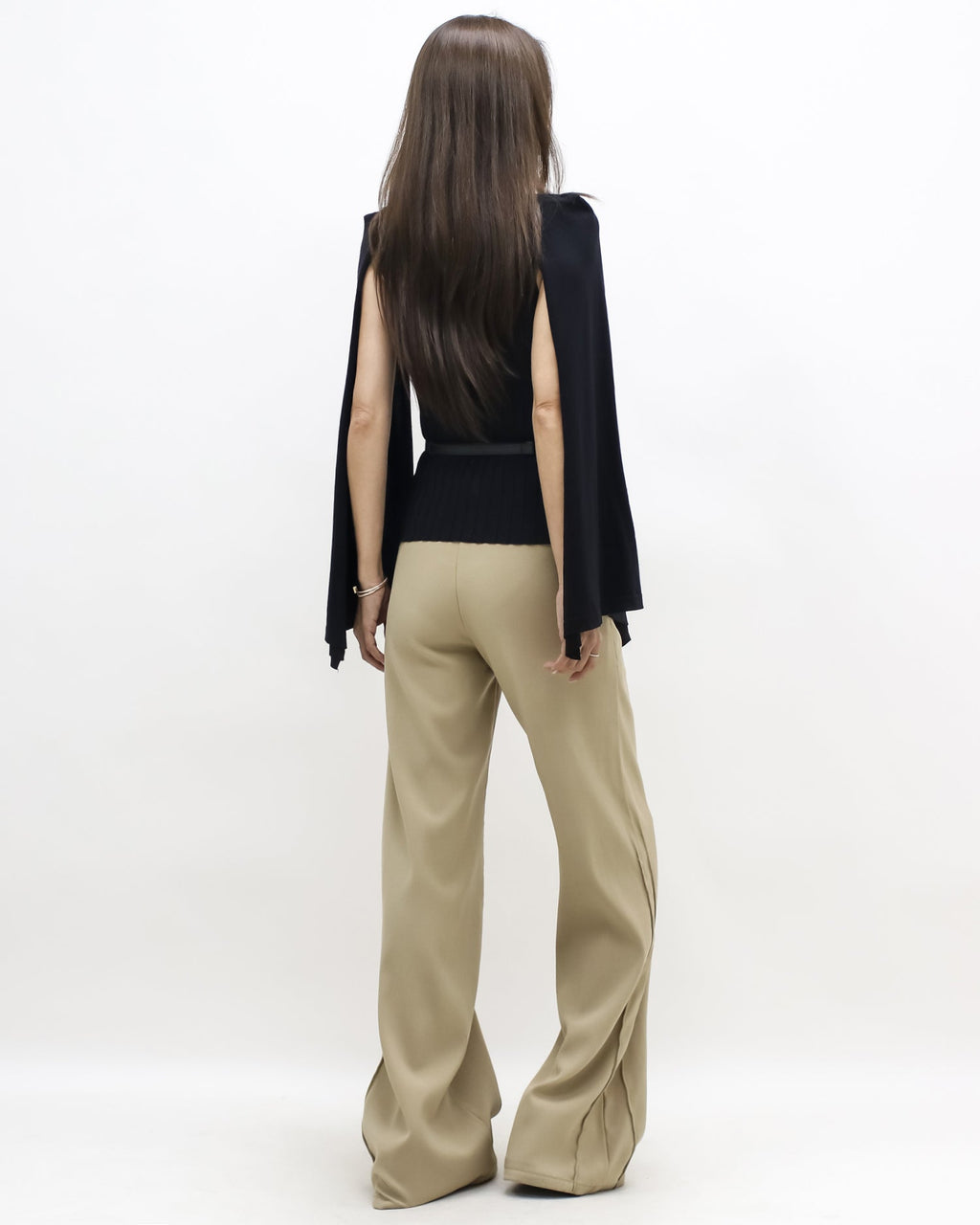 black cape knitted top w/ belt