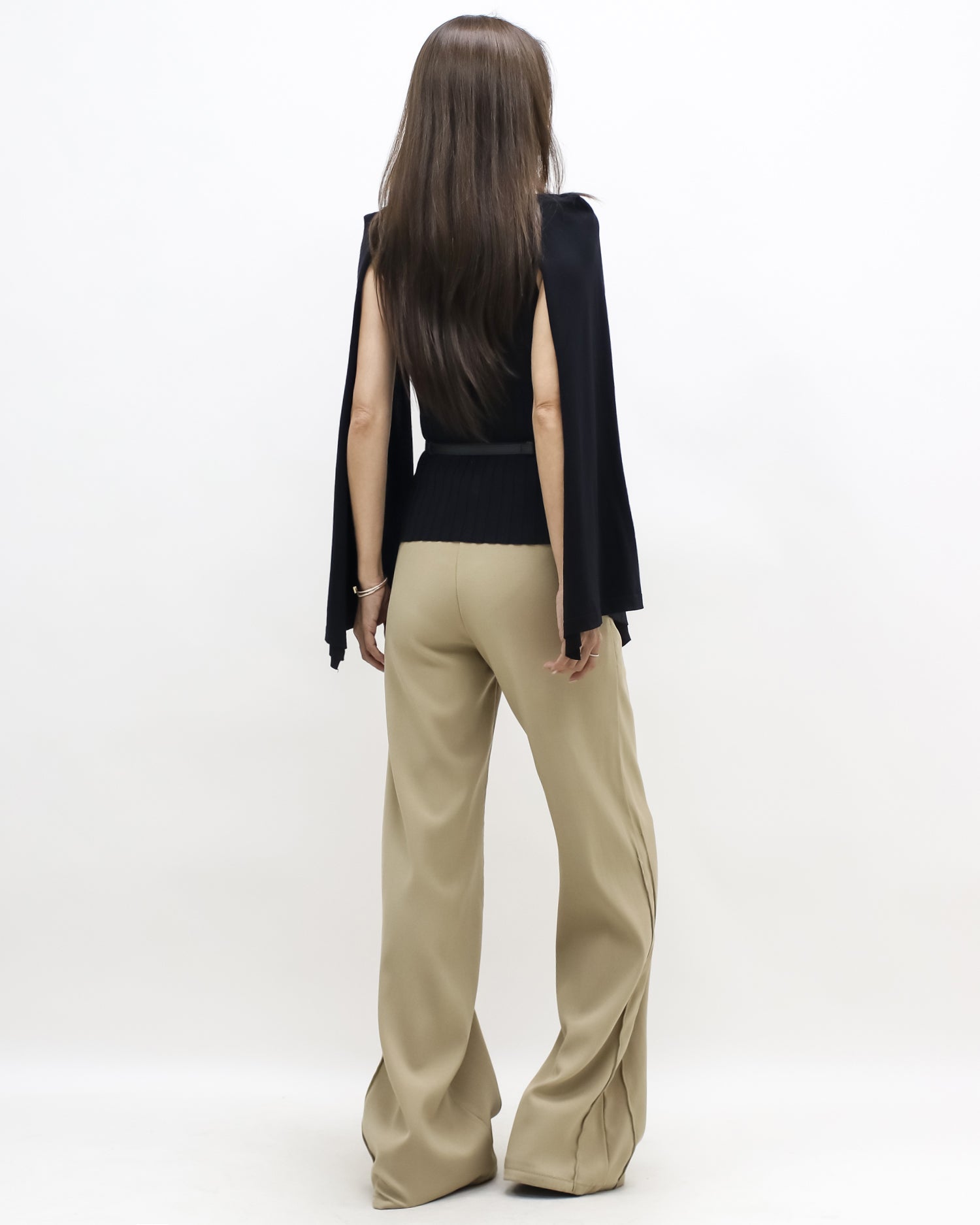 black cape knitted top w/ belt