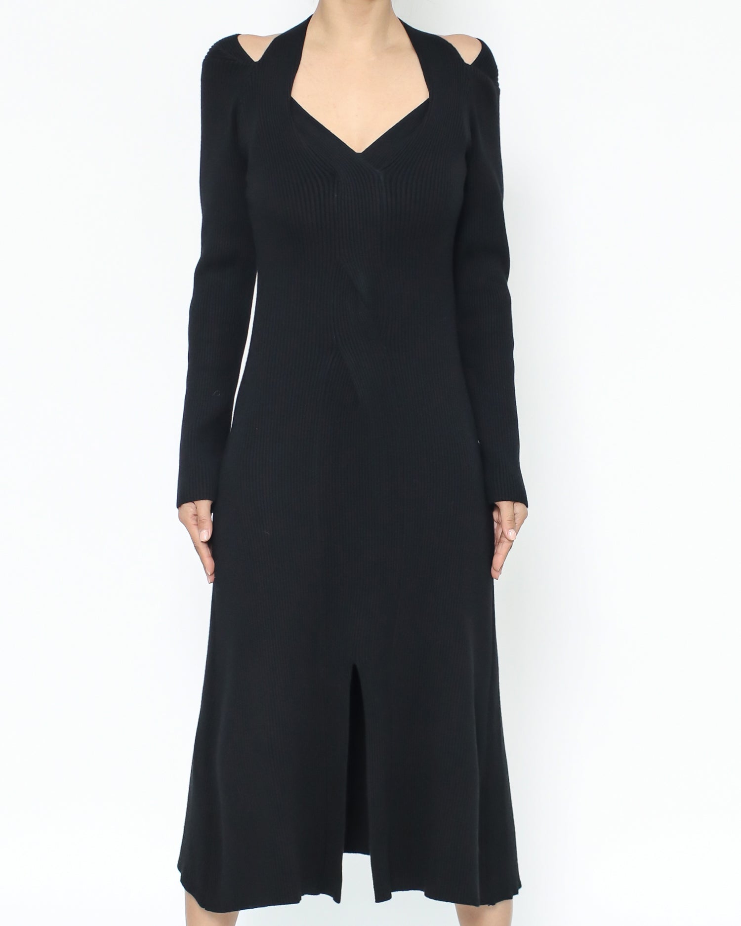 black cutout shoulders knitted dress *pre-order*