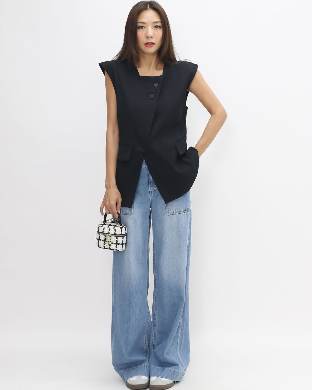 black split front vest blazer *pre-order*