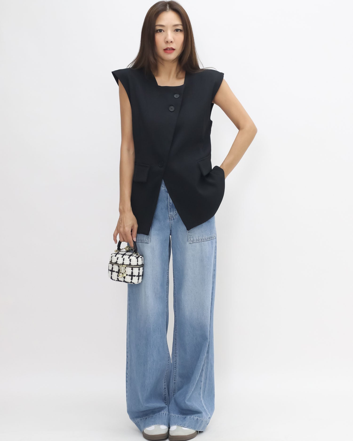 black split front vest blazer *pre-order*