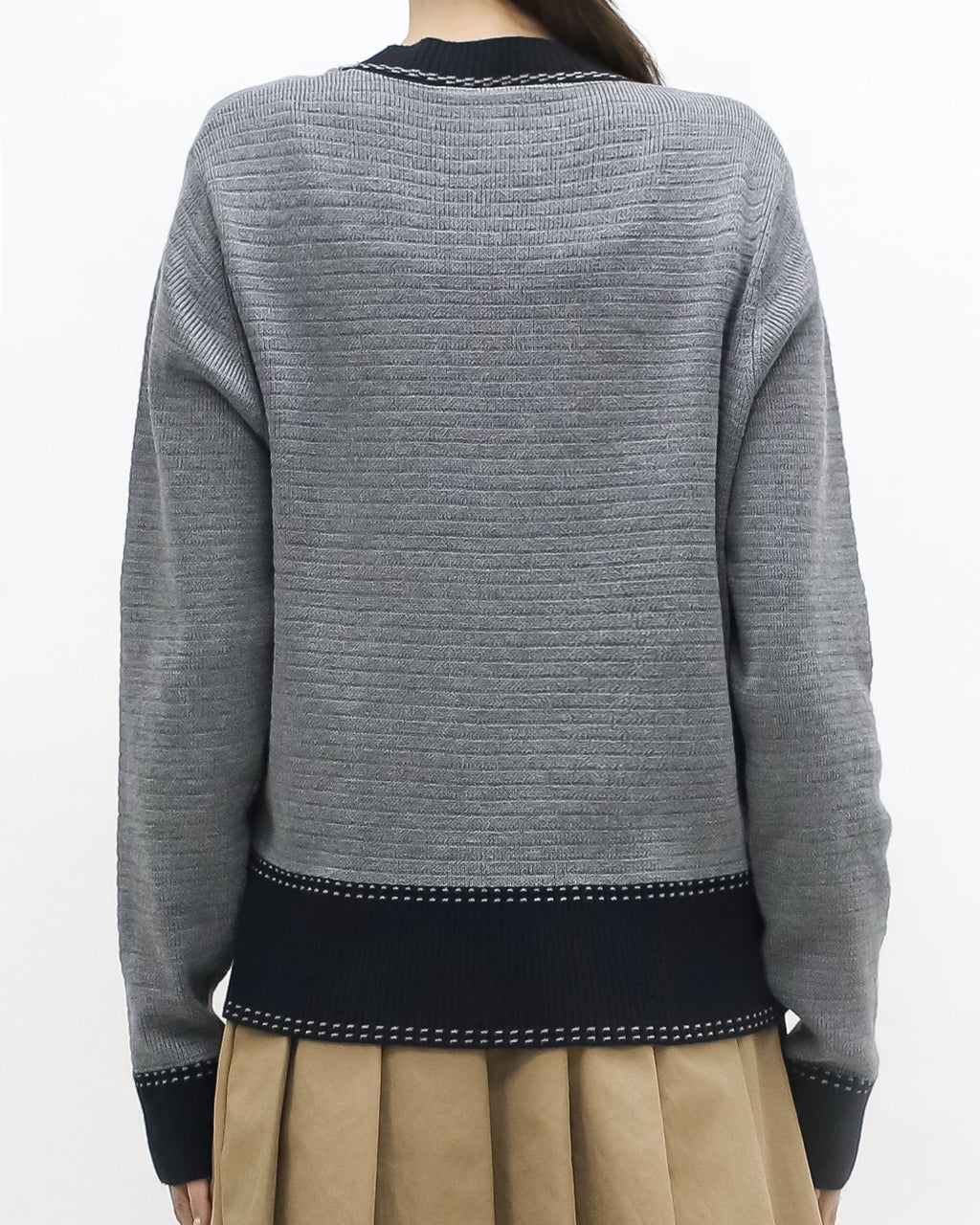 grey & black trim knitted cardigan *pre-order*