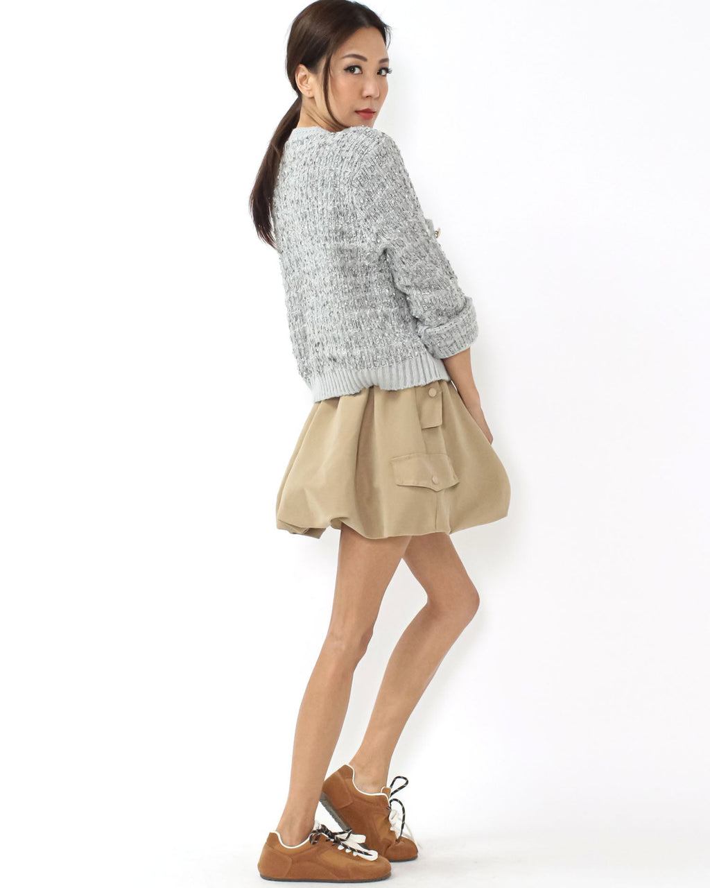 grey boucle knitted cardigan *pre-order*