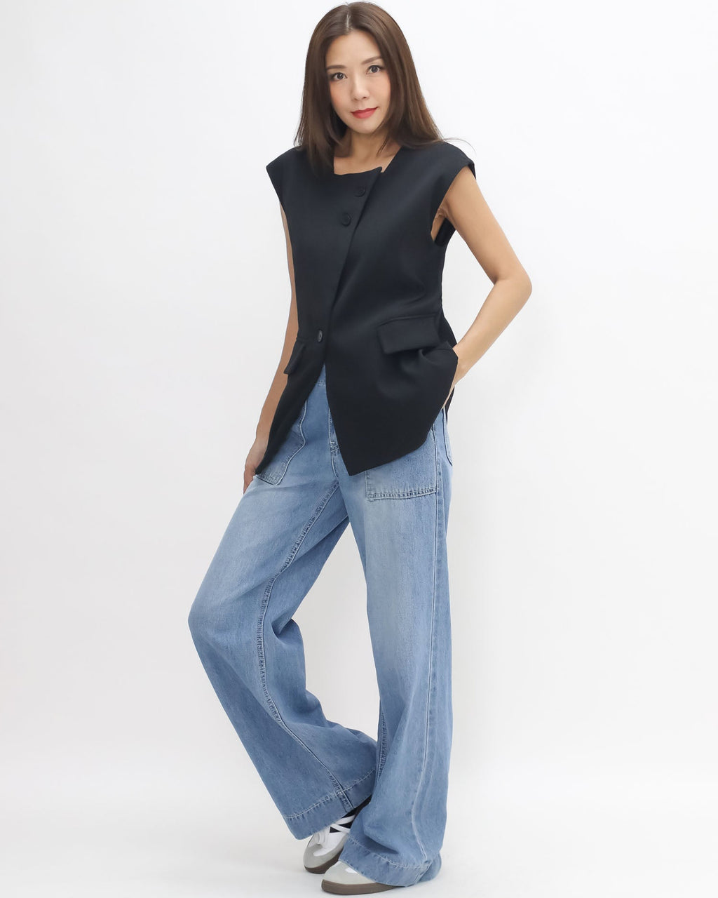 black split front vest blazer *pre-order*