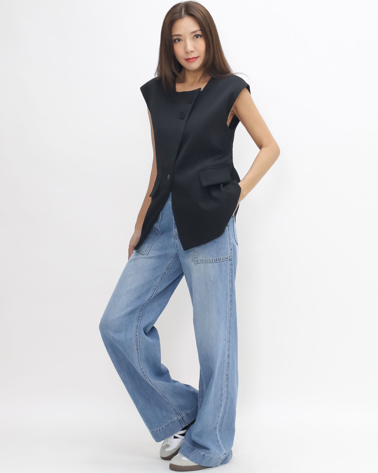 black split front vest blazer *pre-order*