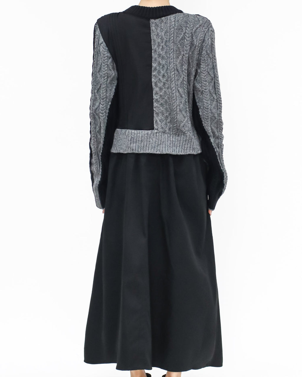 black & grey knitted w/ shirt flare dress *pre-order*