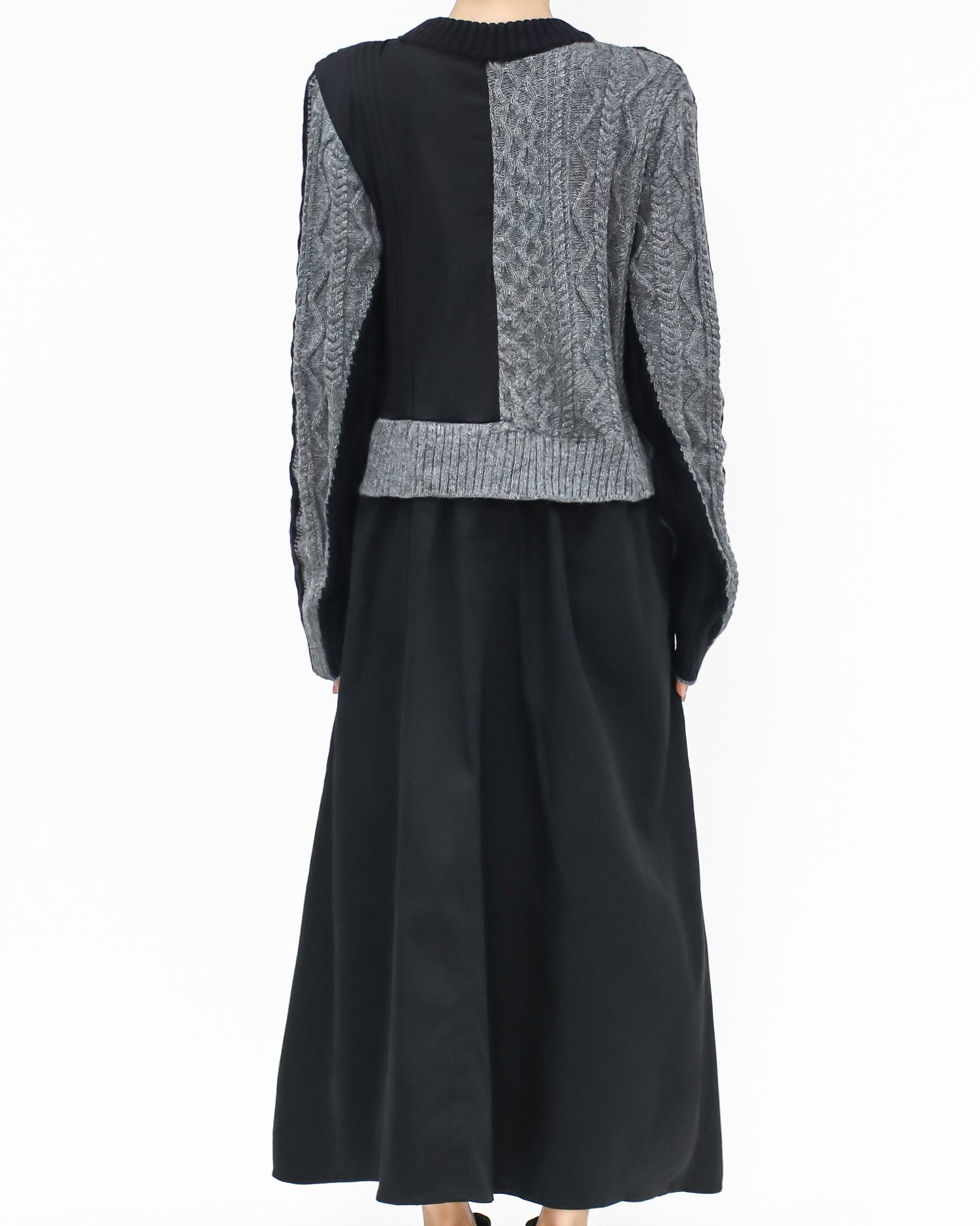 black & grey knitted w/ shirt flare dress *pre-order*