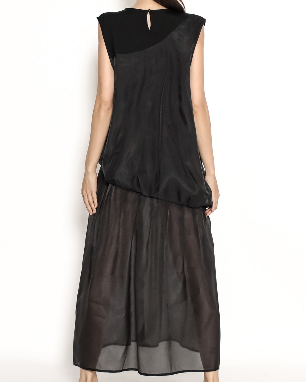 black tech w/ mesh hem dress