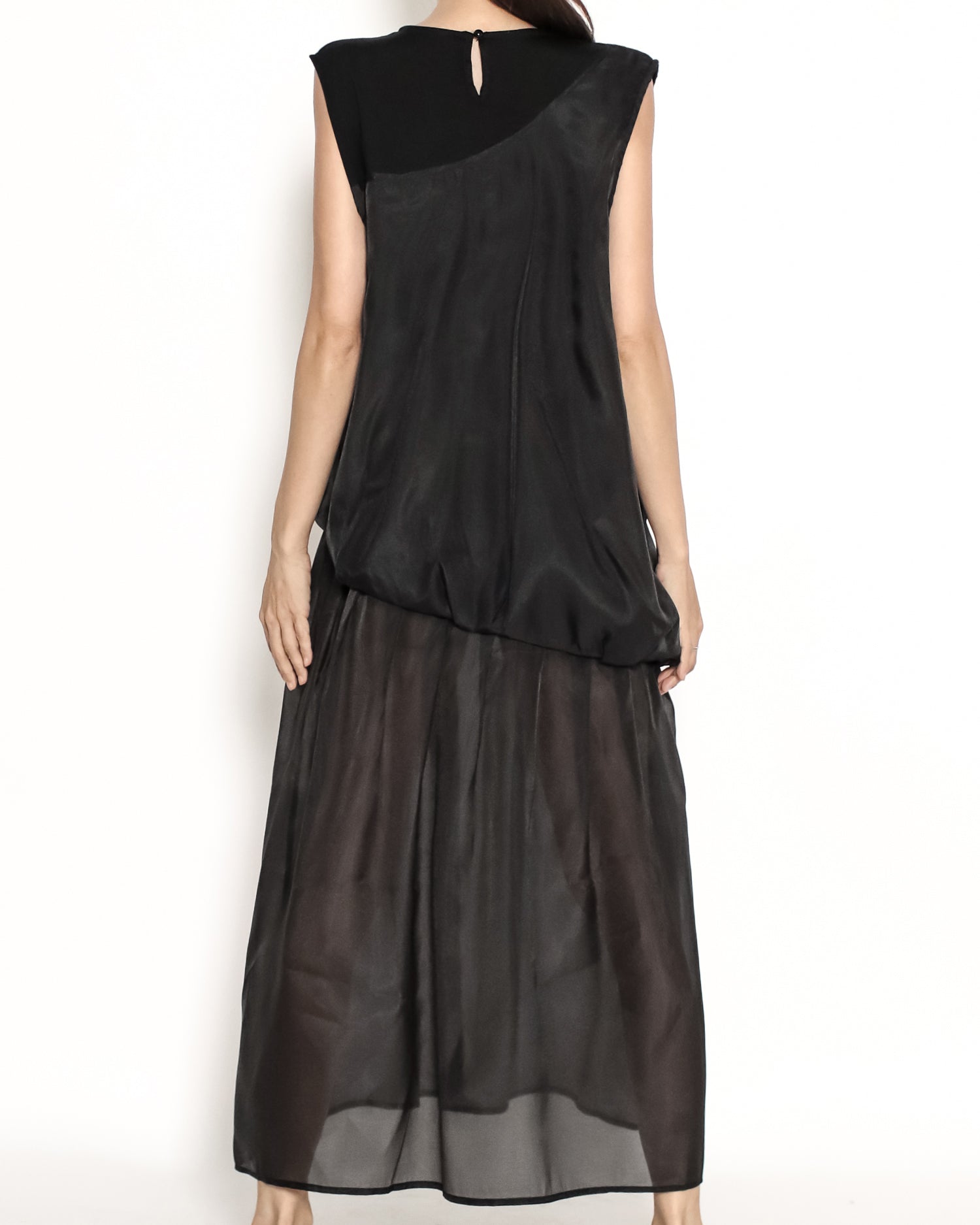 black tech w/ mesh hem dress
