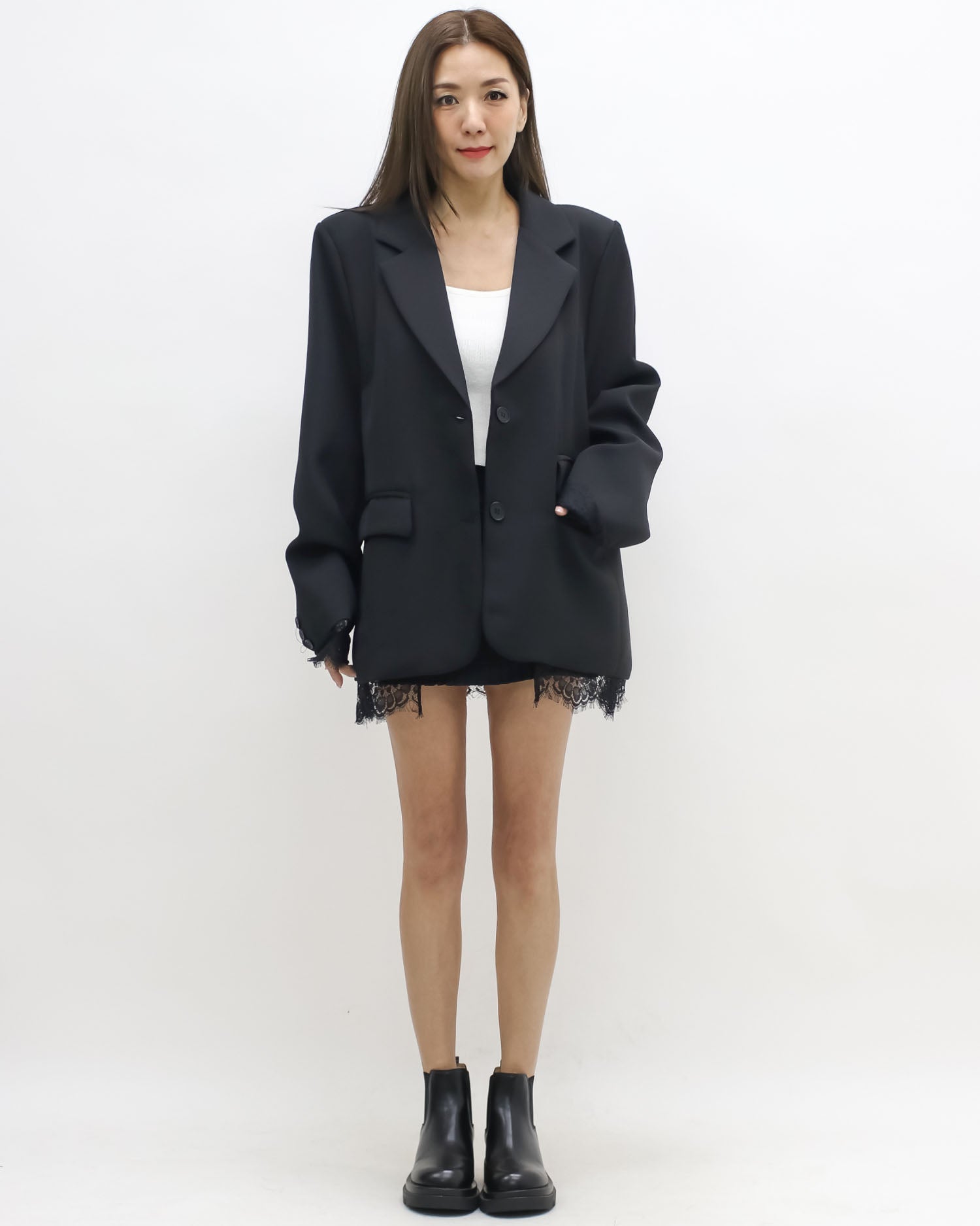 black lace trim blazer *pre-order*