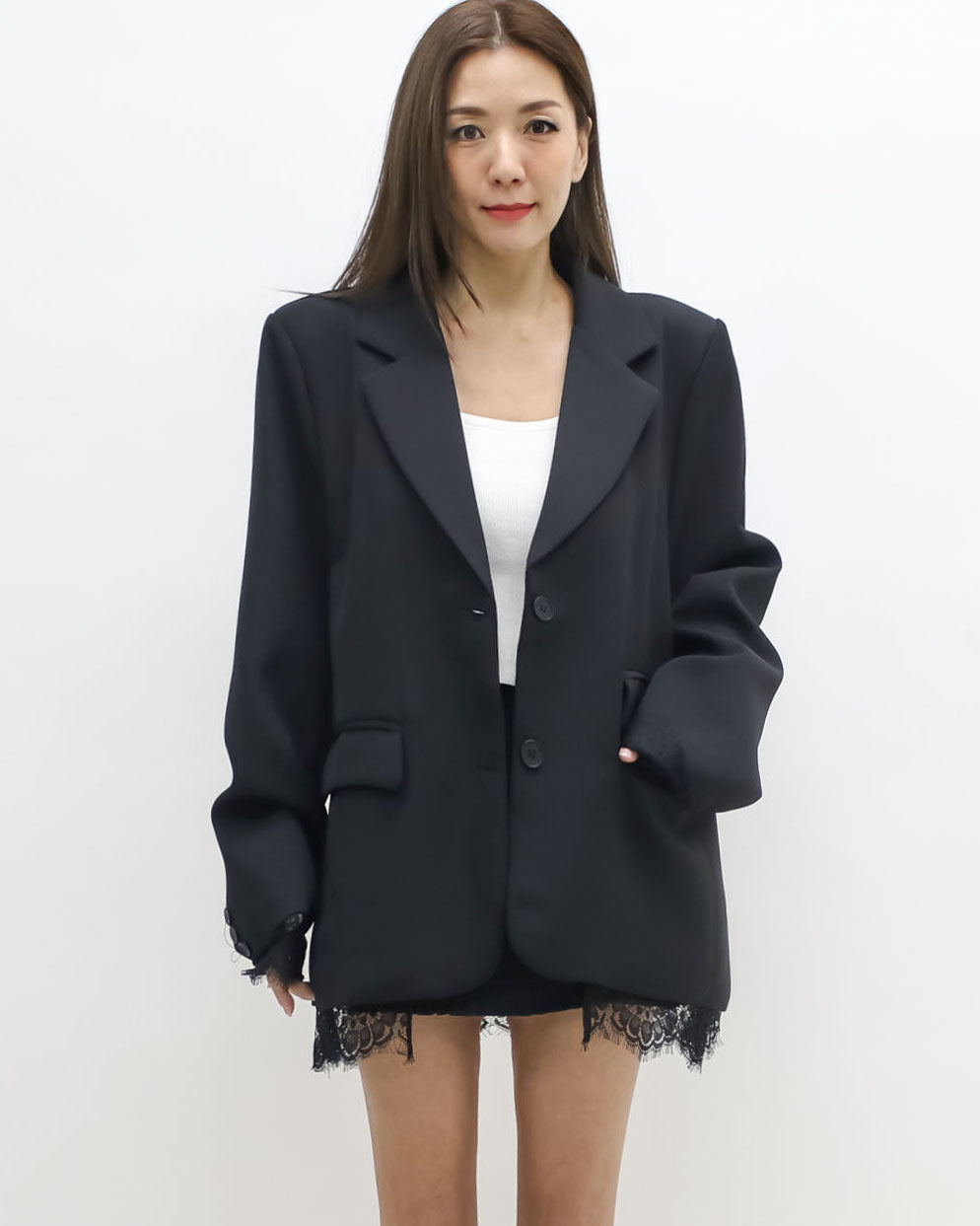 black lace trim blazer *pre-order*