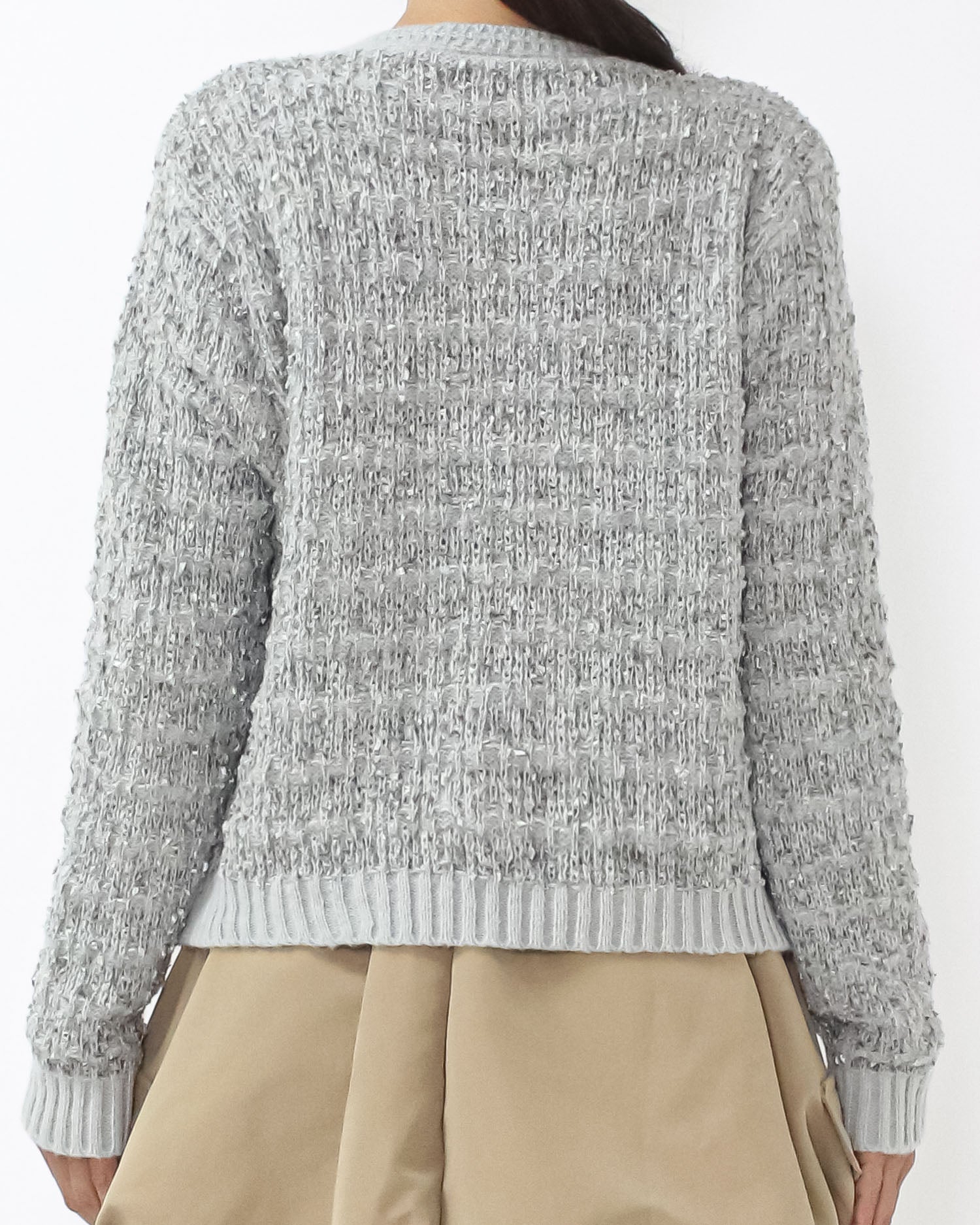 grey boucle knitted cardigan *pre-order*