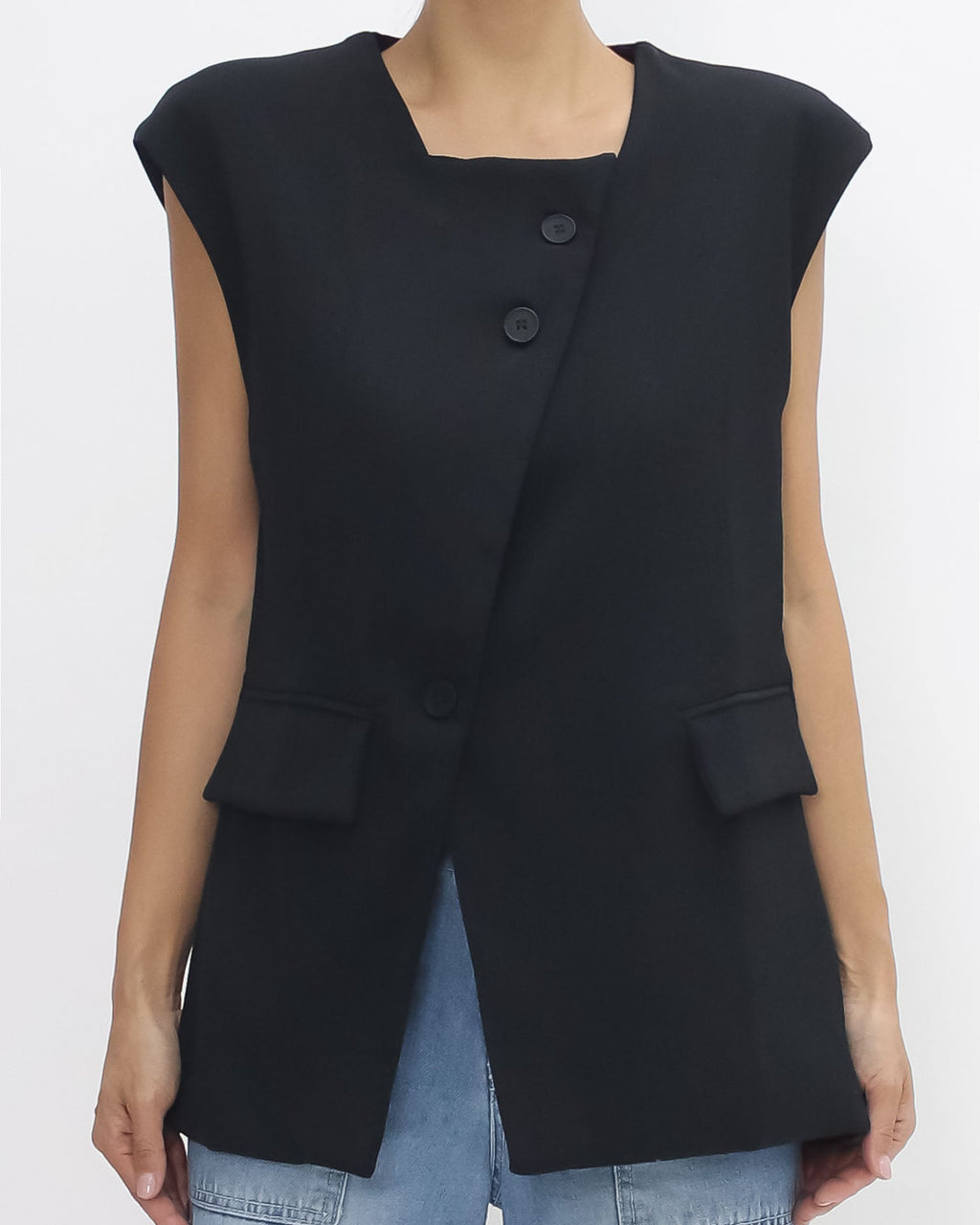 black split front vest blazer *pre-order*