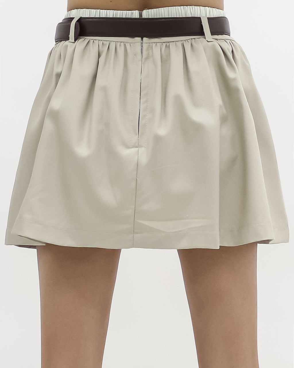 beige w/ ivory waist layer skort w/ belt *pre-order*