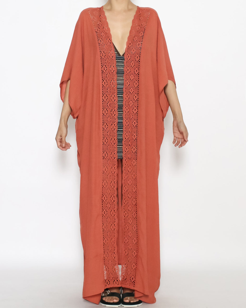orange crochet hem cover-up kimono *pre-order*