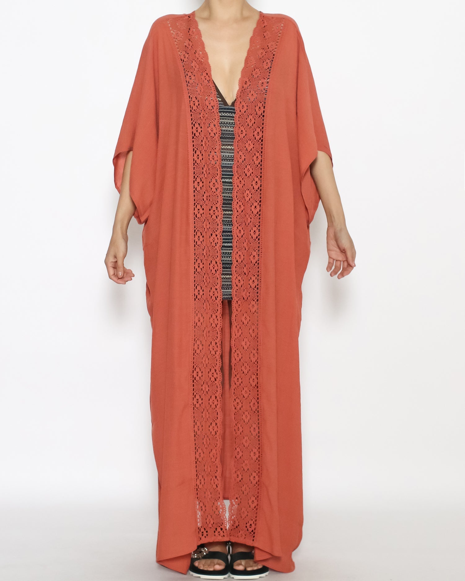 orange crochet hem cover-up kimono *pre-order*