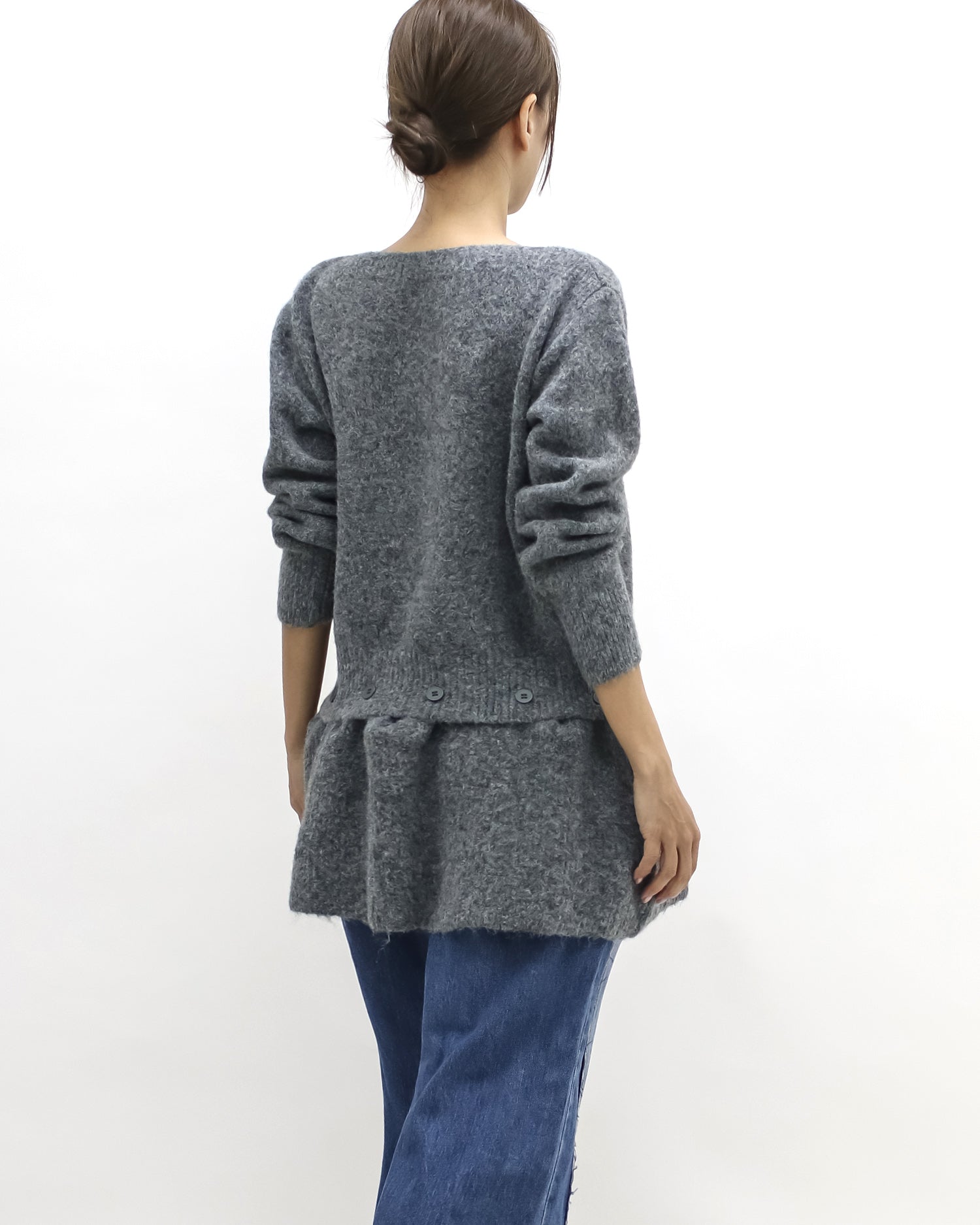 grey flare hem knitted top