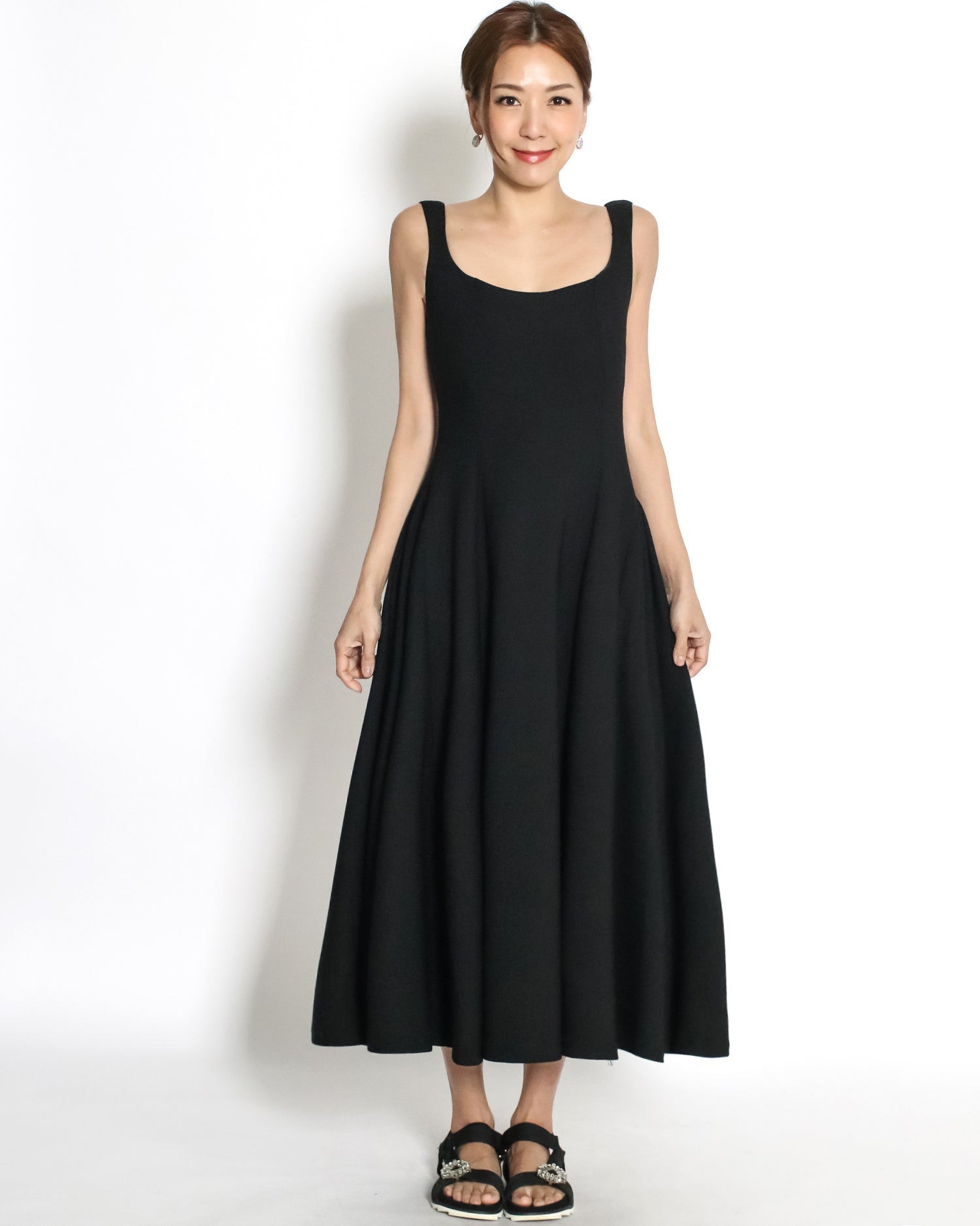 black scuba flare dress *pre-order*