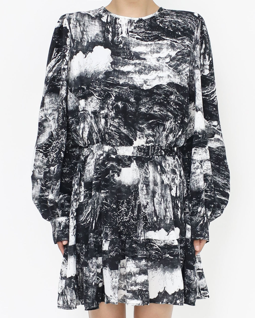 black printed chiffon dress *pre-order*