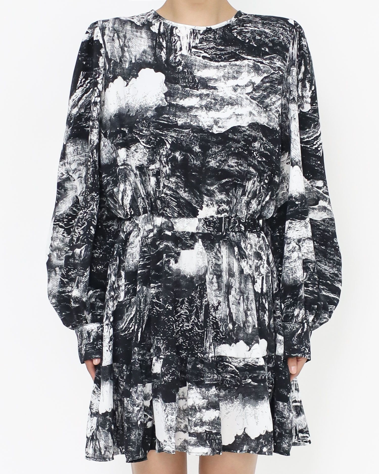 black printed chiffon dress *pre-order*