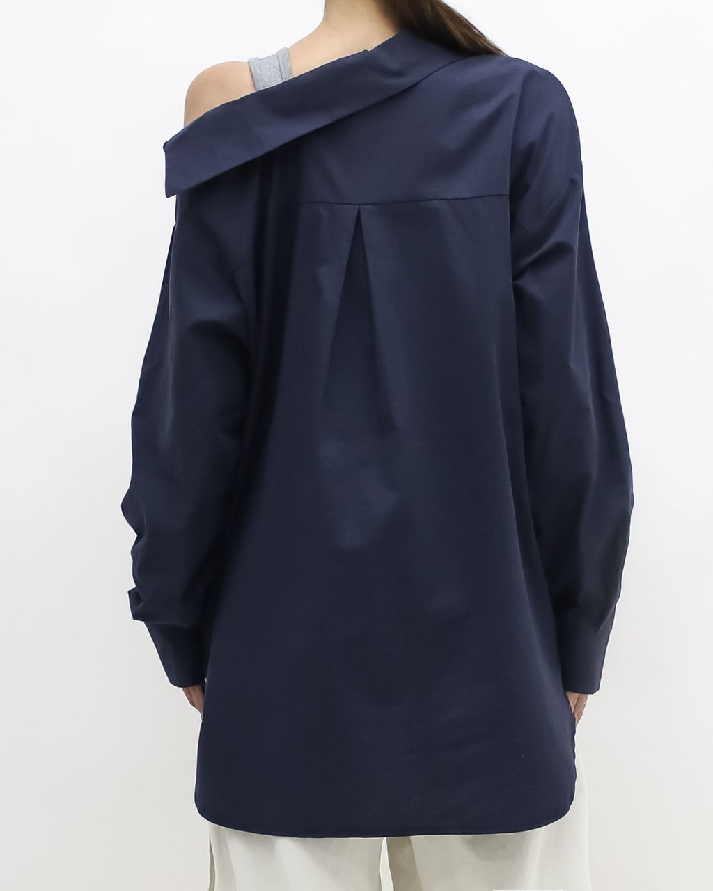 navy & grey vest cutout shoulder shirt *pre-order*