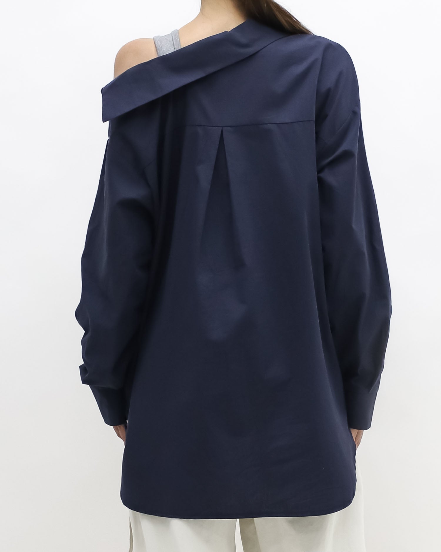 navy & grey vest cutout shoulder shirt *pre-order*