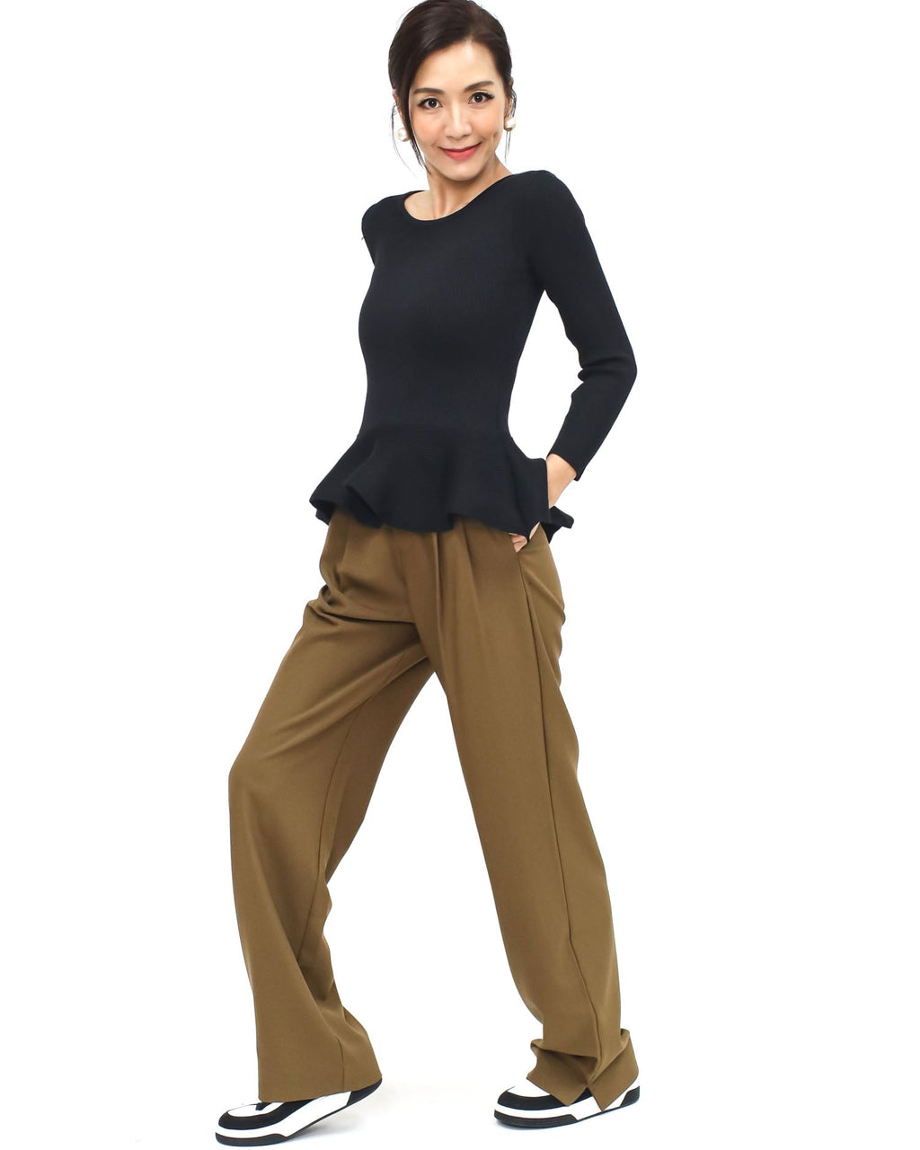 black ruffle hem knitted top *pre-order*