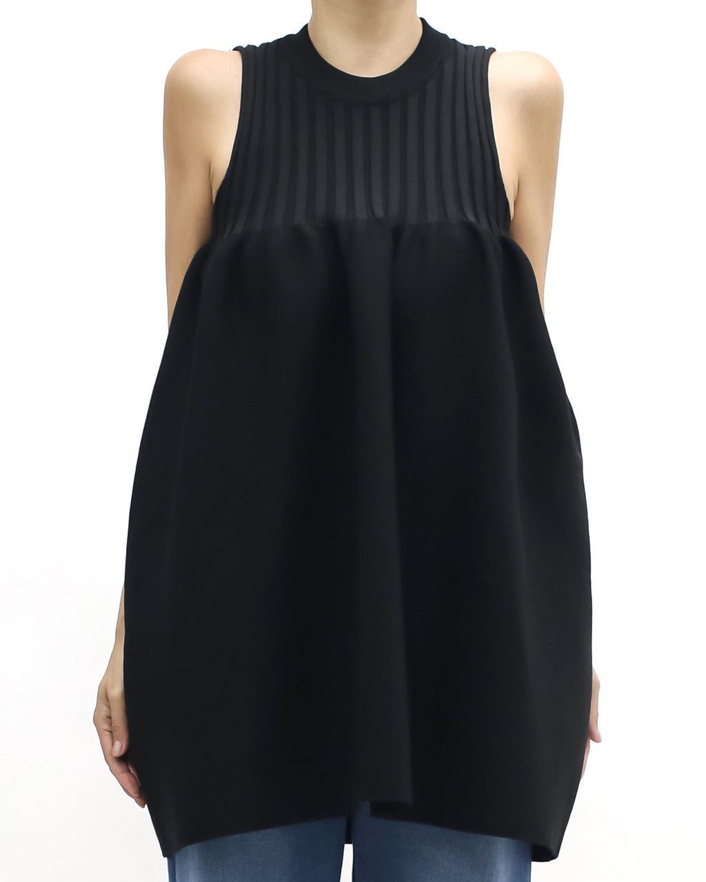 black puff hem knitted vest top *pre-order*