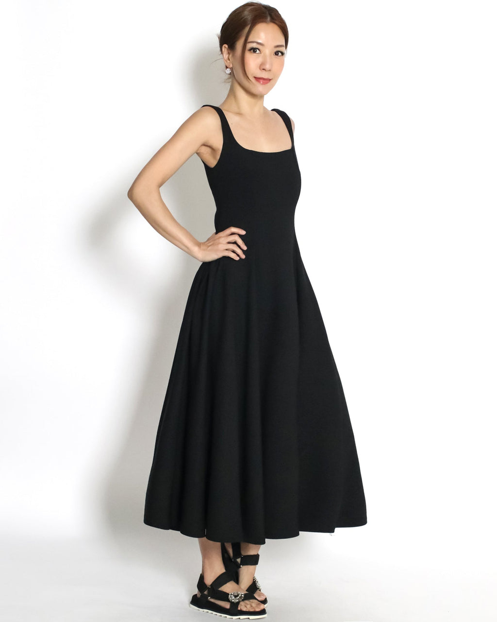black scuba flare dress *pre-order*