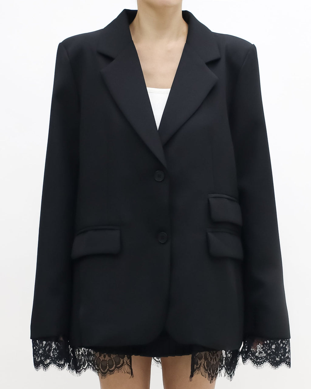 black lace trim blazer *pre-order*