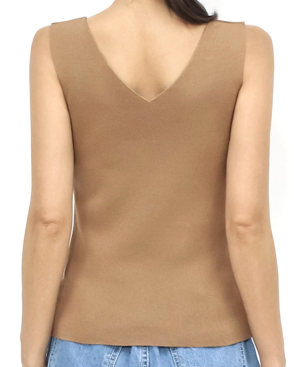 khaki fine knitted vest