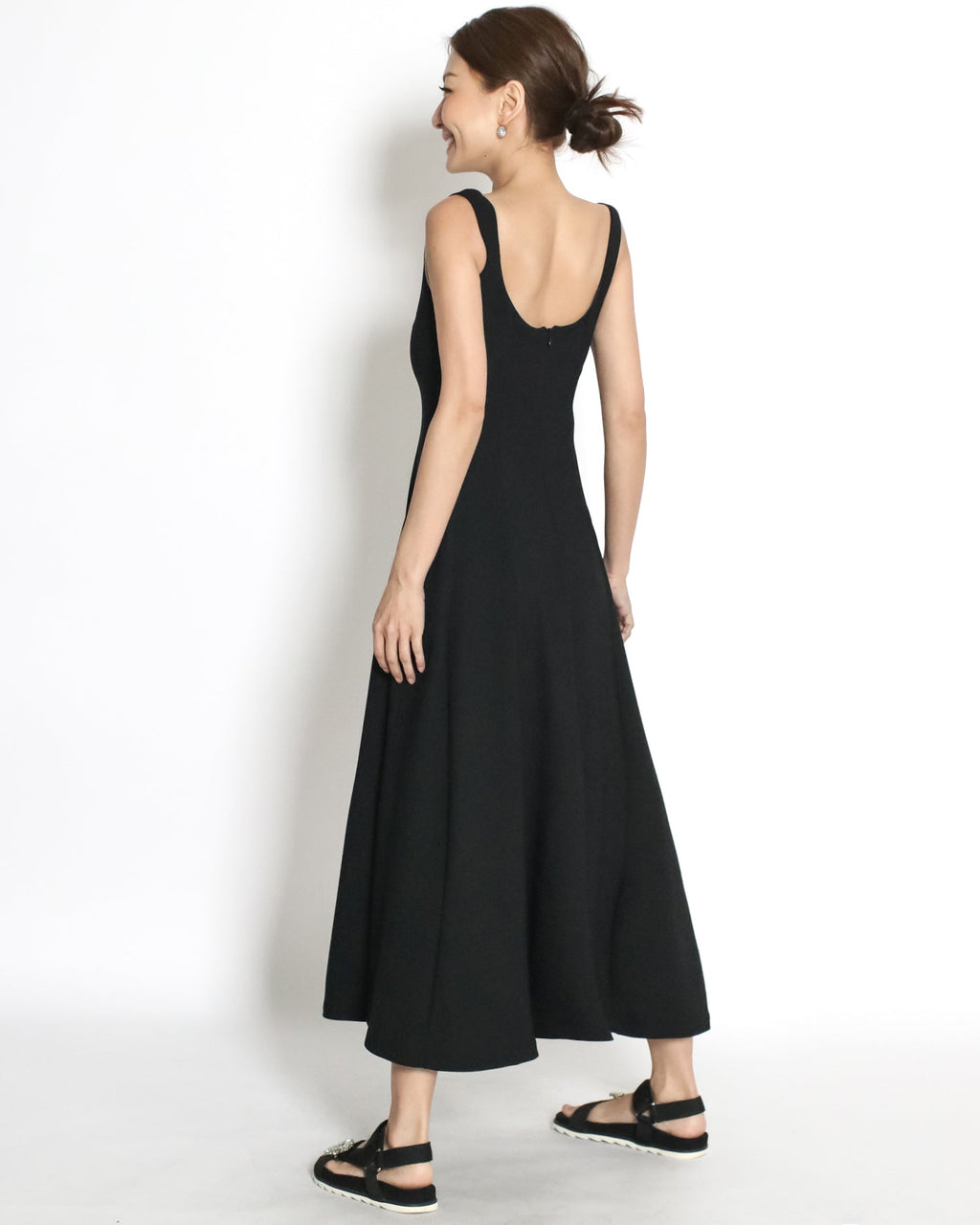 black scuba flare dress *pre-order*