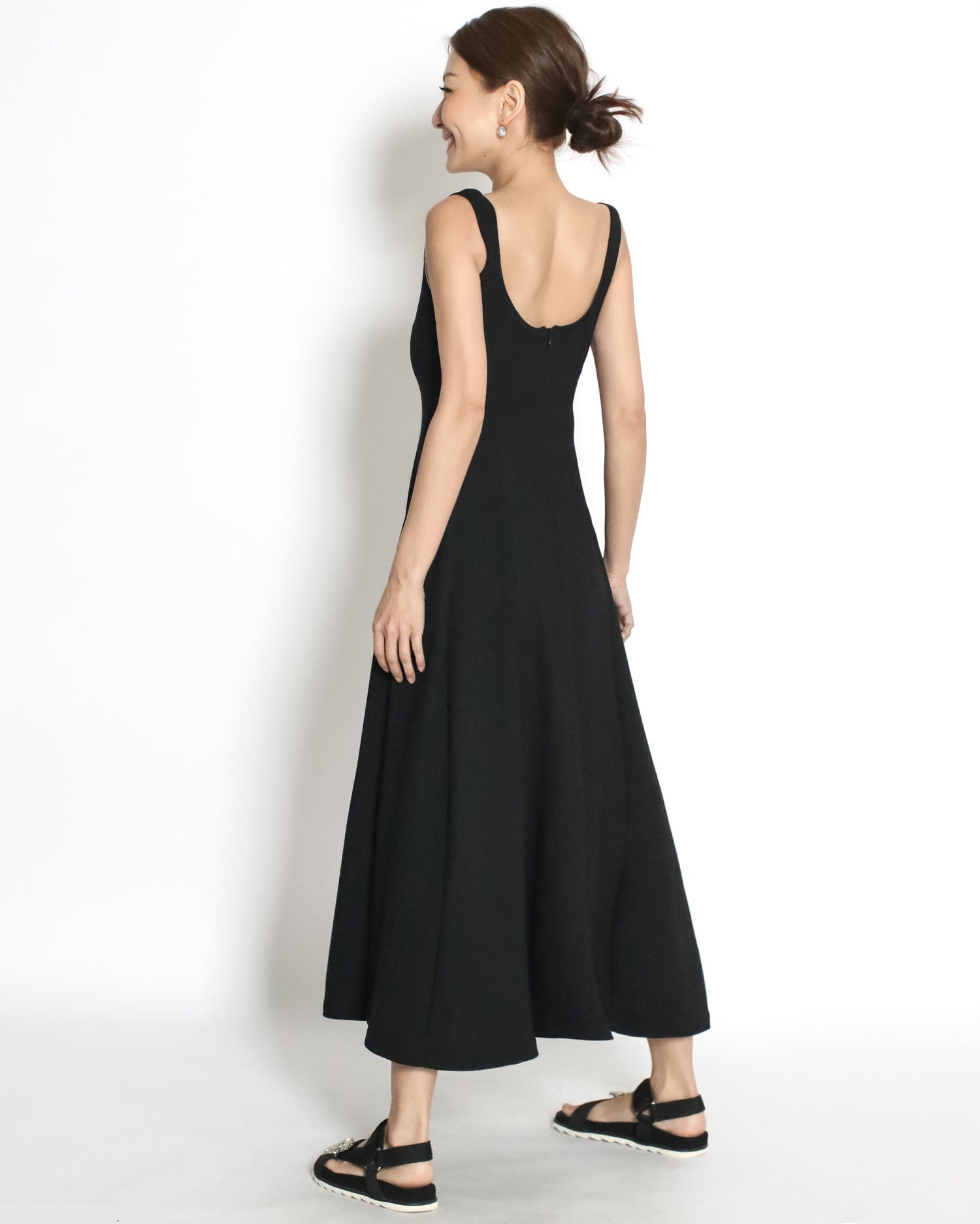 black scuba flare dress *pre-order*