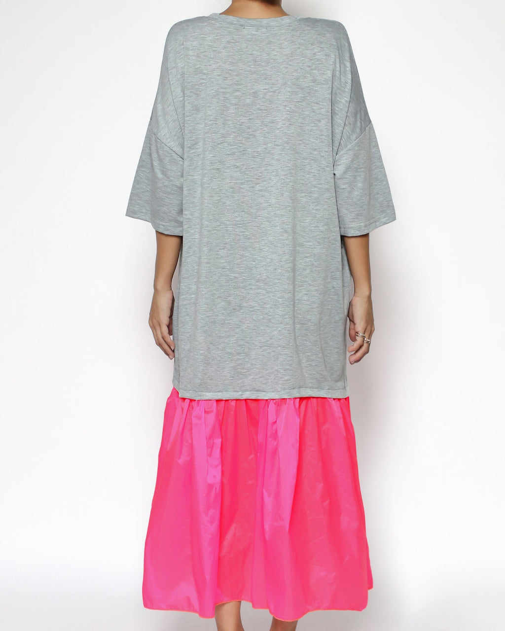 grey tee & neon pink longline dress *pre-order*