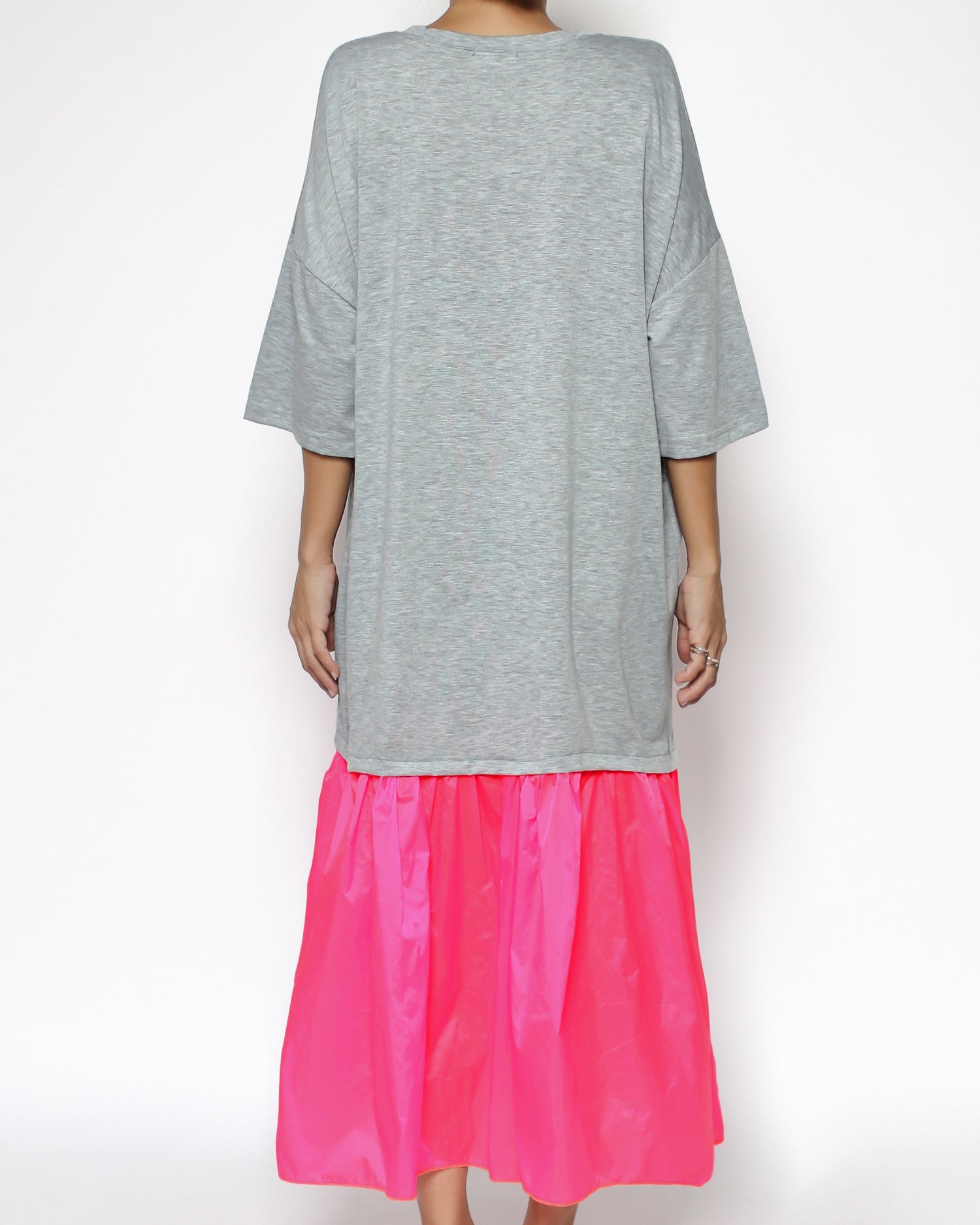 grey tee & neon pink longline dress *pre-order*